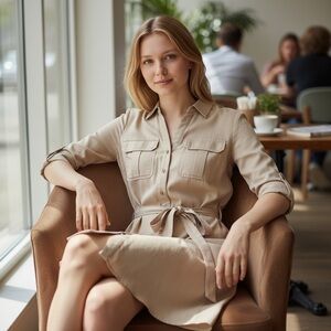 Banana Republic Khaki Button-Up Shirt Dress, size 6